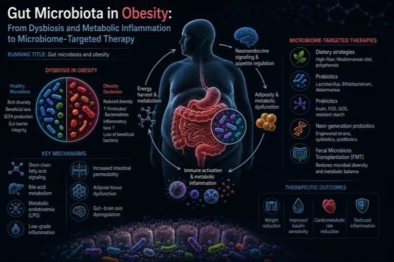 Cover image for Gut Microbiota in Obesity: From Dysbiosis and Metabolic Inflammation to Microbiome- Targeted Therapy Running title: Gut microbiota and obesity